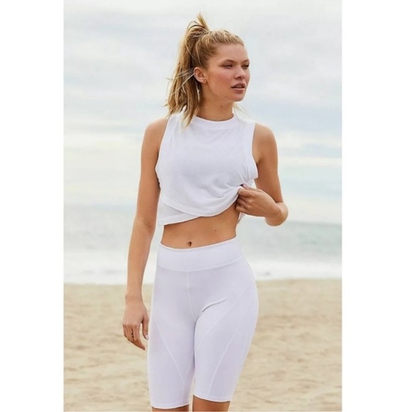 Free People Cropped White Biker Baby Shorts - Picture 4 of 11